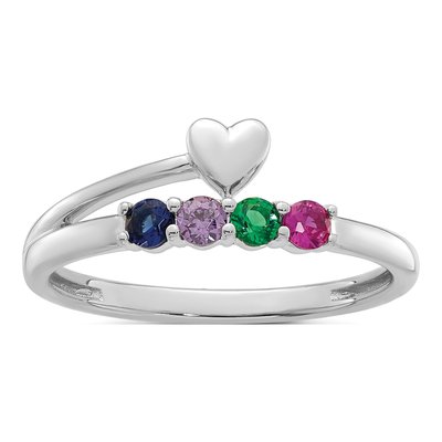 14K White Gold Heart Mother's Ring Mounting – view 2