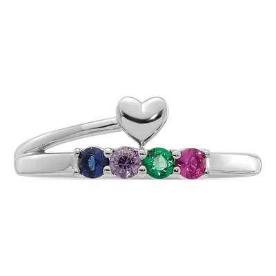 14K White Gold Heart Mother's Ring – view 5