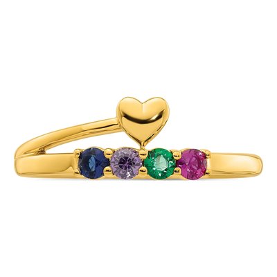 14K Yellow Gold Heart Mother's Ring Mounting – view 5