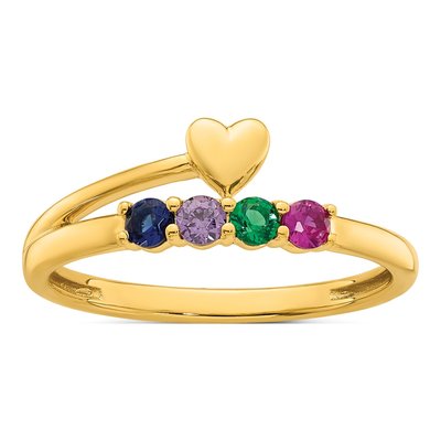 14K Yellow Gold Heart Mother's Ring – view 2
