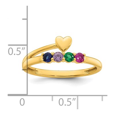 14K Yellow Gold Heart Mother's Ring – view 6