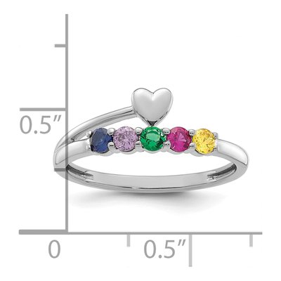 14K White Gold Heart 5-Stone Mother's Ring Mounting – view 6