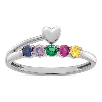 14K White Gold Heart Mother's Ring – view 2