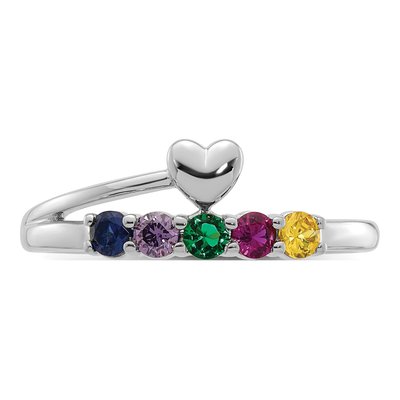 14K White Gold Heart Mother's Ring – view 5