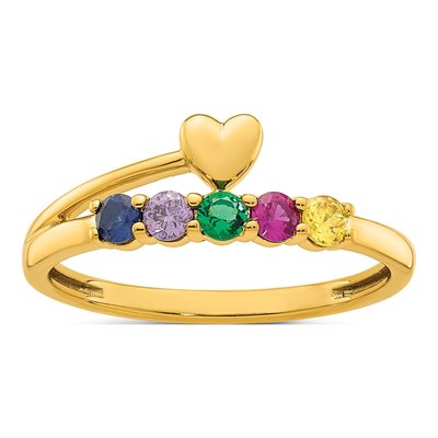 14K Yellow Gold Heart Mother's Ring Mounting – view 2