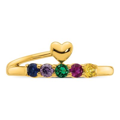 14K Yellow Gold Heart Mother's Ring Mounting – view 5