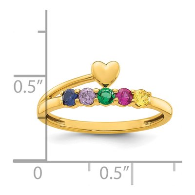 14K Yellow Gold Heart Mother's Ring Mounting – view 6