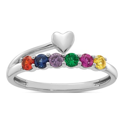 14K White Gold Heart Mother's Ring Mounting – view 2