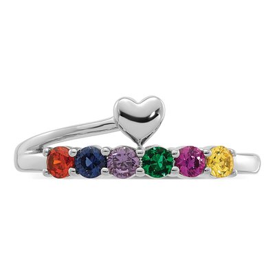 14K White Gold Heart Mother's Ring – view 5