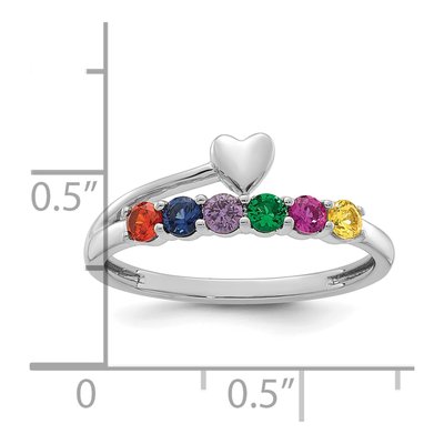 14K White Gold Heart Mother's Ring – view 6