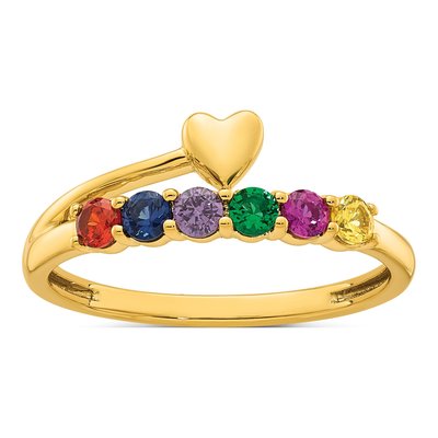 14K Yellow Gold Heart Mother's Ring Mounting – view 2