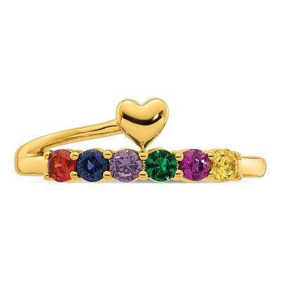 14K Yellow Gold Heart Mother's Ring Mounting – view 5