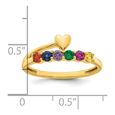 14K Yellow Gold Heart Mother's Ring – view 6