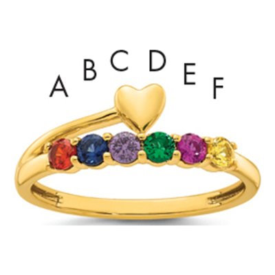 14K Yellow Gold Heart Mother's Ring