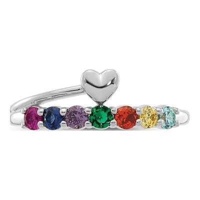 14K White Gold Heart Mother's Ring Mounting – view 5