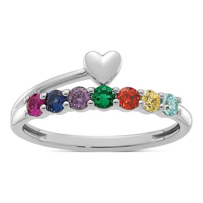 14K White Gold Heart Mother's Ring – view 2