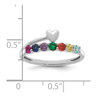 14K White Gold Heart Mother's Ring – view 6