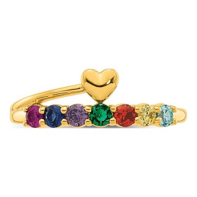 14K Yellow Gold Heart Mother's Ring Mounting – view 5