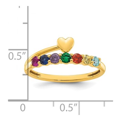 14K Yellow Gold Heart Mother's Ring Mounting – view 6