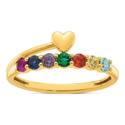 14K Yellow Gold Heart Mother's Ring – view 2