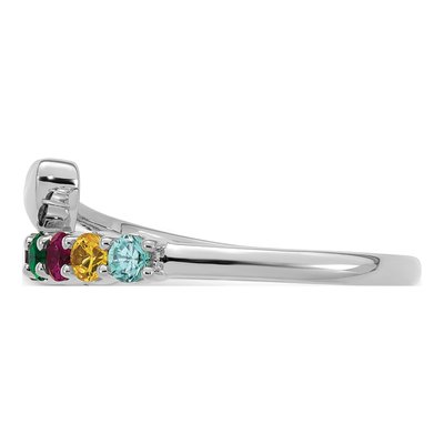 14K White Gold Heart Mother's Ring Mounting – view 4