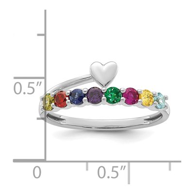14K White Gold Heart Mother's Ring Mounting – view 6