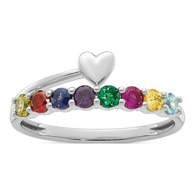 14K White Gold Heart Mother's Ring – view 2