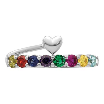 14K White Gold Heart Mother's Ring – view 5