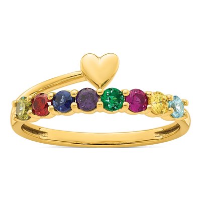 14K Yellow Gold Heart Mother's Ring – view 2