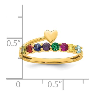 14K Yellow Gold Heart Mother's Ring – view 6