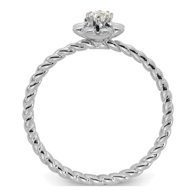 14K White Gold 1/10 ct tw Diamond 1-Birthstone Flower Ring – view 3