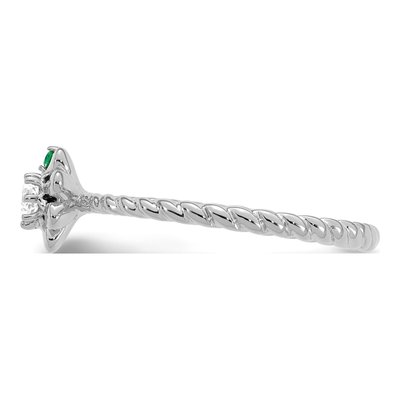 14K White Gold 1/10 ct tw Diamond 1-Birthstone Flower Ring – view 4