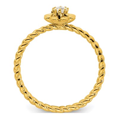 14K Yellow Gold 1/10 ct tw Diamond Birthstone Flower Ring – view 3
