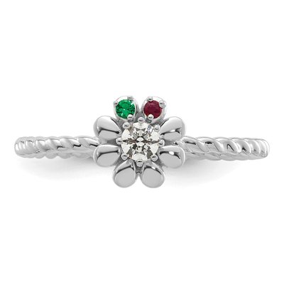 14K White Gold 2-Birthstone Mother's Ring Mounting – view 5