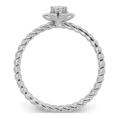 14K White Gold 1/10 ct tw Diamond 2-Birthstone Flower Ring – view 3