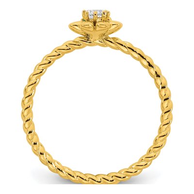 14K Yellow Gold 1/10 ct tw Diamond Birthstone Flower Ring – view 3
