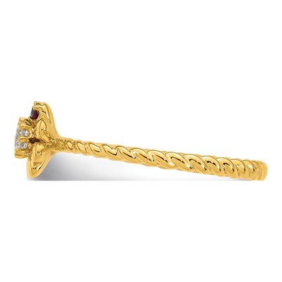 14K Yellow Gold 1/10 ct tw Diamond Birthstone Flower Ring – view 4