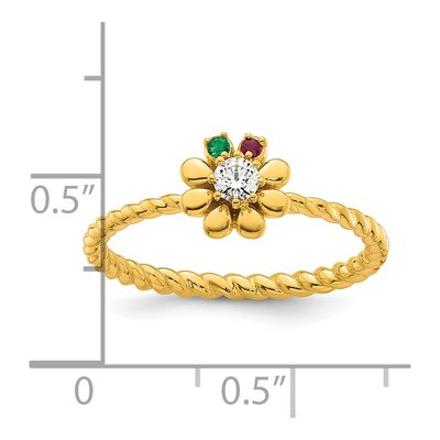 14K Yellow Gold 1/10 ct tw Diamond Birthstone Flower Ring – view 6