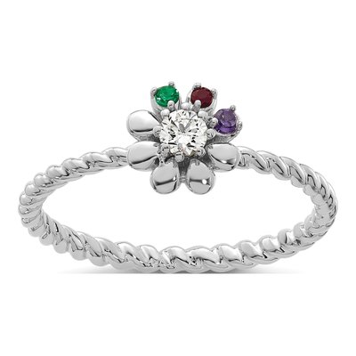 14K White Gold 3-Stone Mother's Ring Mounting – view 2