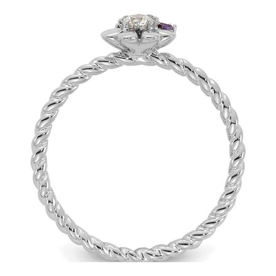 14K White Gold 3-Stone Mother's Ring Mounting – view 3