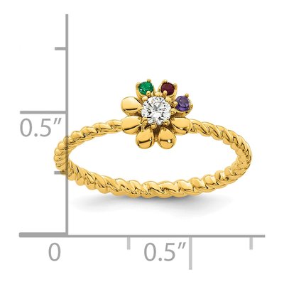 14K Yellow Gold 3-Stone Mother's Ring Mounting – view 6