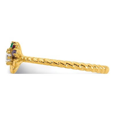 14K Yellow Gold 1/10 ct tw Diamond Birthstone Flower Ring – view 4