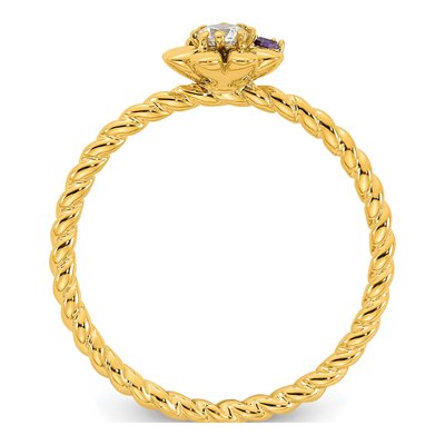 14K Yellow Gold 1/10 ct tw Diamond Birthstone Flower Ring – view 3