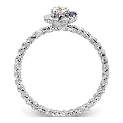14K White Gold 1/10 ct tw Diamond 4-Birthstone Flower Ring – view 3
