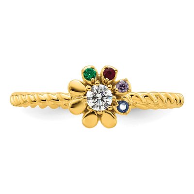 14K Yellow Gold 4-Stone Mother's Ring Mounting – view 5