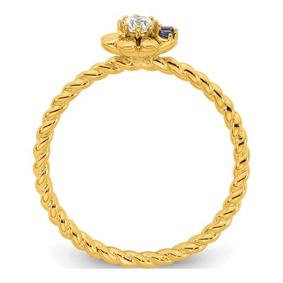 14K Yellow Gold 1/10 ct tw Diamond Birthstone Flower Ring – view 3