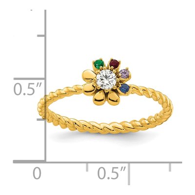 14K Yellow Gold 1/10 ct tw Diamond Birthstone Flower Ring – view 6