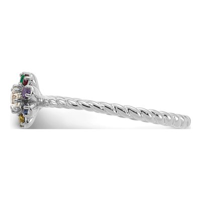 14K White Gold 1/10 ct tw Diamond 5-Birthstone Flower Ring – view 4