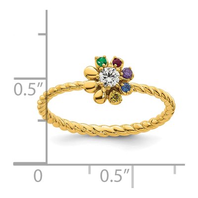 14K Yellow Gold 1/10 ct tw Diamond Birthstone Flower Ring – view 6