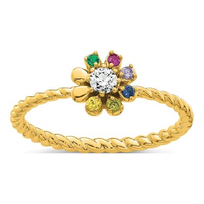 14K Yellow Gold 6-Stone Mother's Ring Mounting – view 2